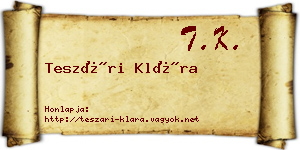 Teszári Klára névjegykártya